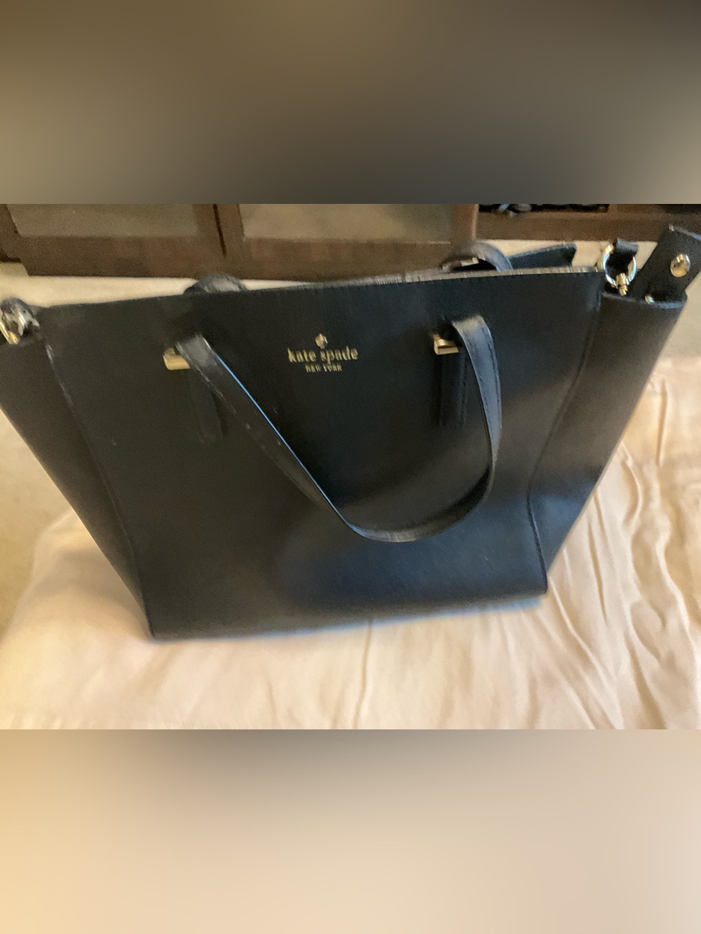 kate spade Black Tote purse with Gold Logo